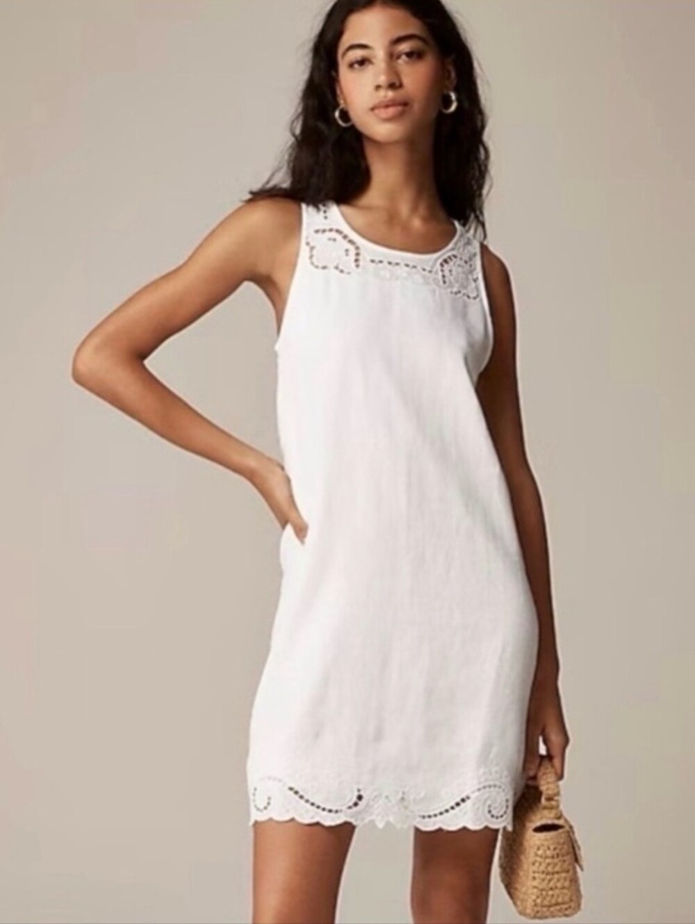 J. Crew NWT Maxine eyelet shift dress in linen, XS